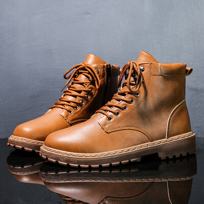 

Mens boots in the tube with tooling boots PU Martin boots wild outdoor mens Martin shoes boots tide Martin shoes