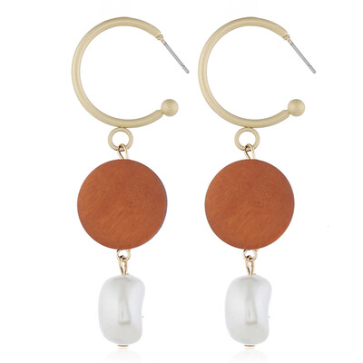 

Fashion Women Alloy Wood Earrings Pearl Earrings Jewelry Accessories