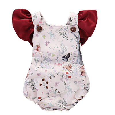 

New Baby Bodysuit Lovely Printing Infant Jumpsuit Pure Cotton Short Sleeve Boys Girls Baby Clothes