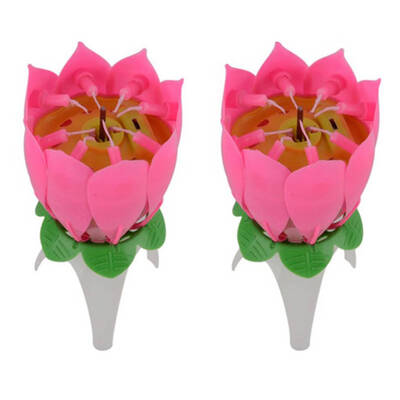

2pcs Flower Musical Candles Single Layer Non Rotating Floral Music Candle for Birthday Party Cake