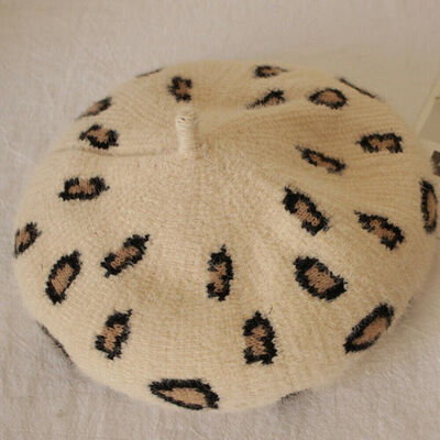 

NEW Kids Toddler Fashion Baby Girl Hat Wool Leopard Print Design Retro Beret Cap