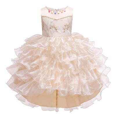 

Flower Decor Dress Sleeveless O-neck Children Mesh Princess Tutu Dresses