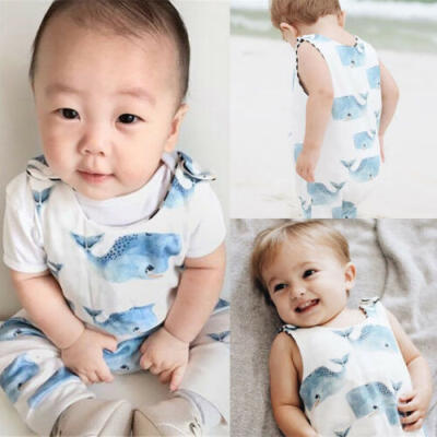 

Newborn Infant Baby Boys Girls Whale Romper Bodysuit Jumpsuit Outfit Clothes Set