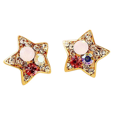 

Fashion Full Rhinestone Five-pointed Star Shaped Colorful Crystal Stud Earrings for Women Jewelry