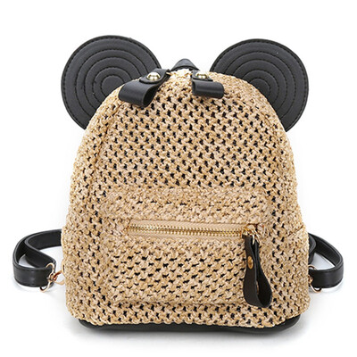 

Women Ladies Fashion Patchwork Straw Shoulder Handbag Backpack Casual Bags