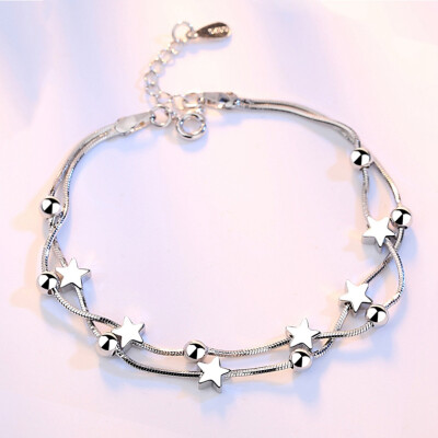 

Fashion Jewelry Silver Pentagram Bracelet Square Chain Bracelet Gift for Women & Girls