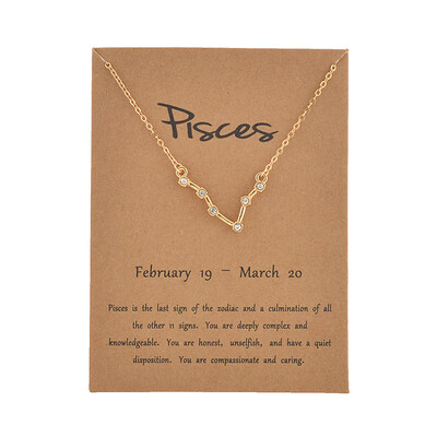 

Brown Card Fashion Jewelry Zodiac Crystal Star Sign 12 constellation Pendant Necklace For Women