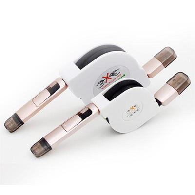 

2-in-1 2m Portable USB To Micro USB Lightning Scalable Charging Data Cable For IPhone Android Phones-2m
