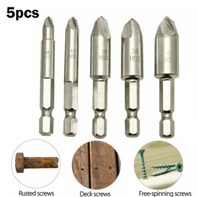 

5PCS Broken Bolt Damage Screw Remover Extractor Drill Bits Easy Out Stud Reverse