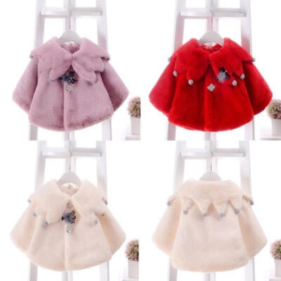 

Toddler Baby Girls Warm Fleece Cloak Poncho Jacket Outerwear Winter Coat Clothes