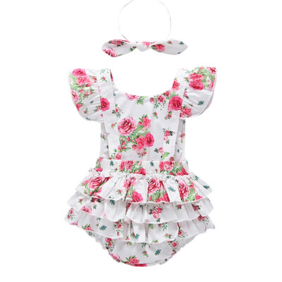 

Baby Romper Cute Floral Romper 2pcs Baby Girls Clothes Jumpsuit RomperHeadband 0-24M Age Infant Toddler Newborn Outfits
