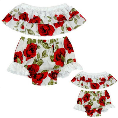 

US Summer Newborn Infant Baby Girls Floral Outfits Set TopsBottoms 2pcs Clothes