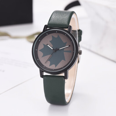 

〖Follure〗Fashion Simple And Simple Leisure Maple Leaf Scale Leather Strap Ladies Watch