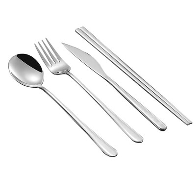 

Toponeto 4PCS Stainless Steel Upscale Dinnerware Flatware Cutlery Spoon Chopsticks BK