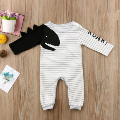 

US Newborn Baby Boy Girls Dinosaur Long Romper Bodysuit Jumpsuit Outfits Set