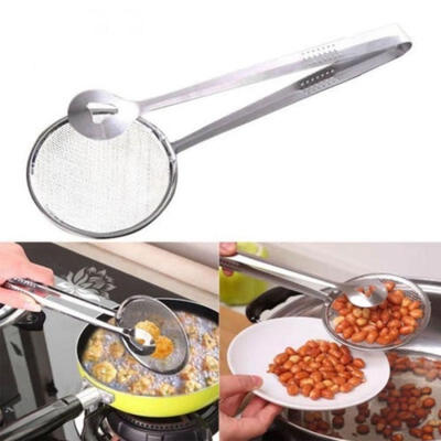 

1 pc Stainless Steel Filter Spoon With Clip Food Kitchen Oil-Frying Salad BBQ filter