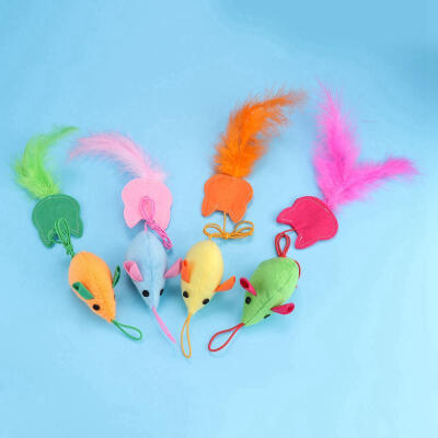 

Greensen 4PcsSet Fur False Rope Feather Mouse Pet Cat Toys Mini Funny Playing For Kitten