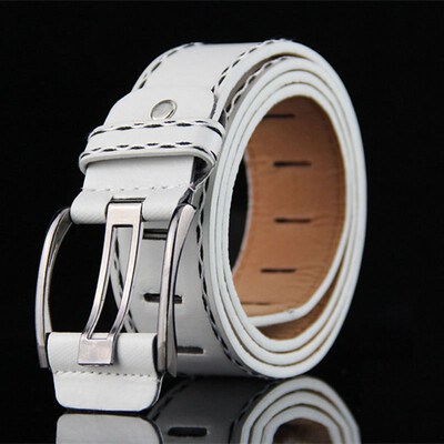 

Hot selling Men belt fashion Sewing thread decoration high quality Imitation leather Alloy pin buckle belt Retro casual belt Men