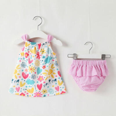 

Summer Newborn Baby Girl Clothes Princess DressPants Shorts Outfit Set 0-24M