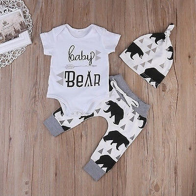 

Kids Clothes Newborn Baby Boy Girl Romper Outfit TopsLong Pants Set