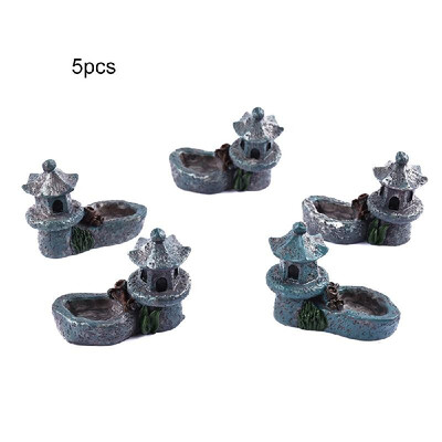 

5pcsset Mini Vintage Artificial Tower Pool Fairy Garden Resin DIY Craft Ornaments Miniature Landscape Model Home Decoration Photo