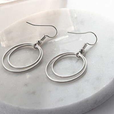 

Women Double Round Hoop Circle Dangle Earrings Fashion Jewelry Gift