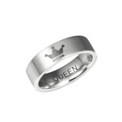 

Couple Fashion Gifts Jewelry Day King Ring Crown Vogue Simple Queen Love Steel Trend Size Valentine