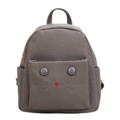 

Women Mini Backpacks PU Leather Cute Cat Teenage Girls Shoulder School Bags