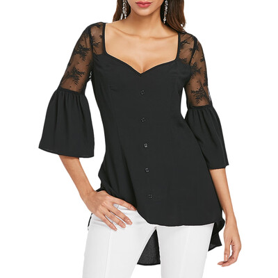 

Sweetheart Neck Bell Sleeve Women Blouse
