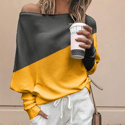 

Gobestart Women Off Shoulder Knitted Top Pullover Loose Batwing Long Sleeve Sweater Jumper