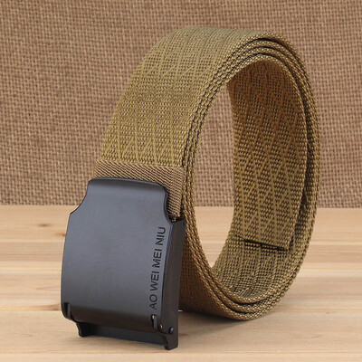 

Automatic Buckle Unisex belt High Quality Solid Color Nylon Men belt Outdoor Casual pants Cowboy pants wild belt