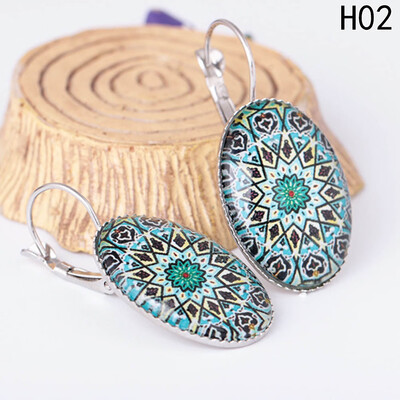 

Fashion Retro Folk-custom Time Gems Earring Oval Gemstone Bohemian Earring