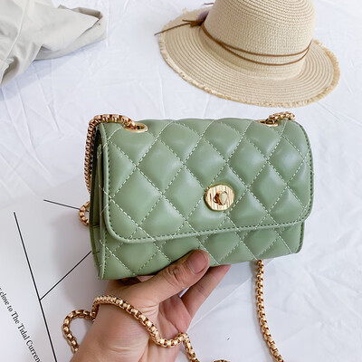 

Lingge chain small bag female new fashion shoulder Messenger bag Korean version of the wild small square bag