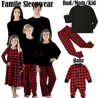 

New Adults Baby Kids Family Matching Set Sleepwear Plaid Pajamas