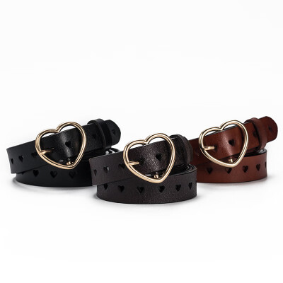 

New ladies thin belt decorative dress female wild pu round buckle non-porous belt youth student belt