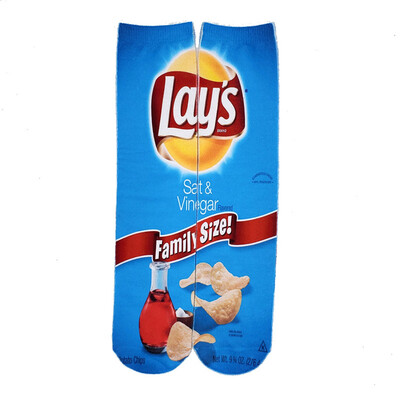 

Art Socks Women Potato Chips 3D Digital Printing Socks Puffed Food Snack High Stockings Cotton Art Long Socks For Men 40Cm