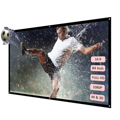 

H84 84 Portable Projector Screen HD 169 White Dacron 84 Inch Diagonal Video Projection Screen Foldable Wall Mounted for Home Th