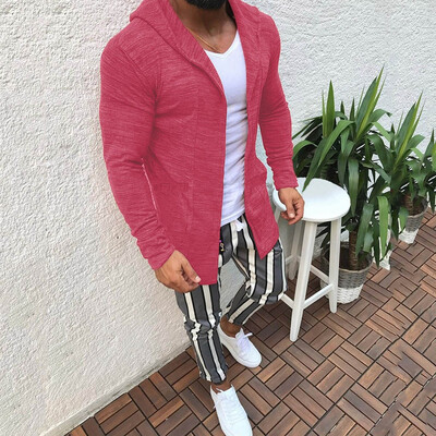 

Gobestart Mans Casual Solid Color Long Sleeve Slim Fit Autumn Outwear Open Stitch