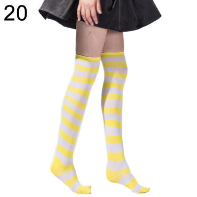 

Autumn Winter Women Striped Thigh High Elastic Warm Over the Knee Long Socks