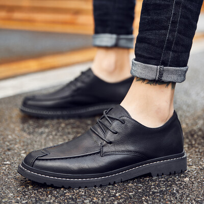 

Spring top leather shoes mens British Korean version of the trend Joker high top tooling shoes Brock mens casual Martins boots