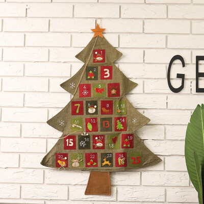 

Christmas Advent Calendar Christmas Tree Shape Hanging Christmas Calendar Door Wall Window Decor Xmas Gift Party Supply