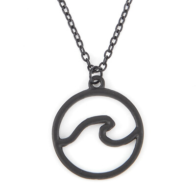 

Ocean Wave Silver Necklace Geometric Beach Waves Chain Pendant Necklaces Women Surfer Island Nautical Jewelry Gift Accessories