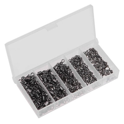 

250pcs Ball Bearing Swivels Solid Ring Fishing Hook Connectors Plastic Box