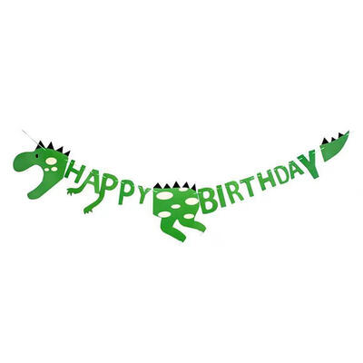 

Cute Dinosaur Shape Pull Flag Happy Birthday Banner Birthday Party Supplies
