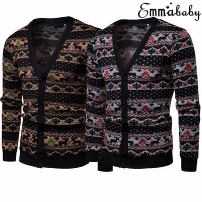 

Fashion Christmas Single-breasted Jumper Sweater Mens Womens Unisex Novelty Elk Jumpers
