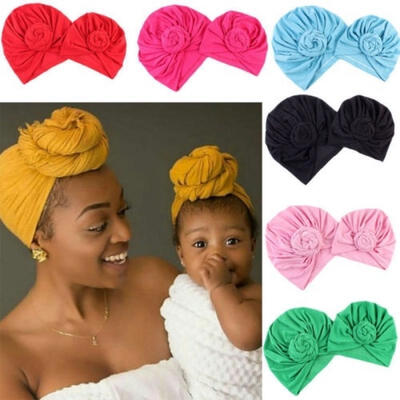 

Women Baby&39s Turban Cap Children Parent-child Hat Indian Twist Knot Bonnet AU