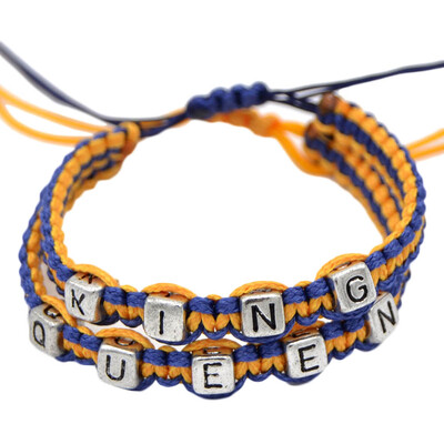 

2pcs Men Women Hand-made KING QUEEN Braided Bracelet Bangle Fashion Accessories Gifts