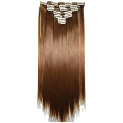 

Gobestart Full Head Women Clip Synthetic High Temperature Wire Straight Hair Piece
