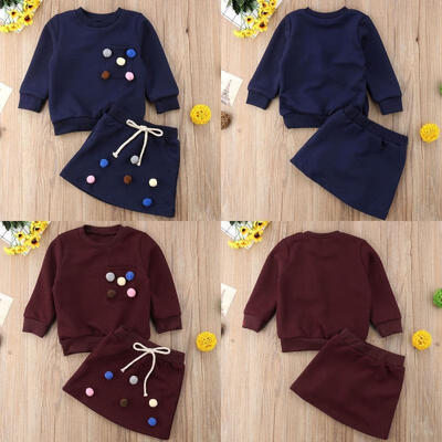 

2pc Baby Girl Clothes Long Sleeve Tee Short dress kids girls casual outfits