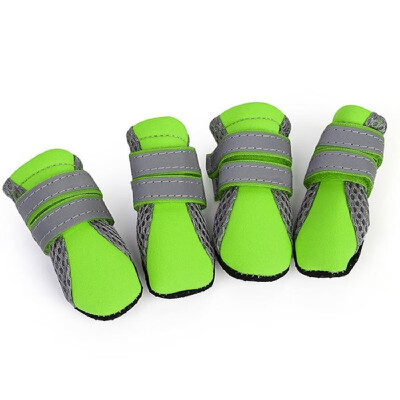 

Dog Shoes Boots Soft Nonslip Sole Mesh Boots 2 Long Safe Reflective Straps Breathable Set 4PCS